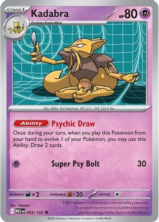 Kadabra 055  ME01 Mega Evolution - Uncommon ME01: Mega Evolution Pokemon Single  Squirtle Squad Card Shop.