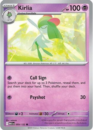 Kirlia 059  - Reverse Holofoil ME01 Mega Evolution - Common ME01: Mega Evolution Pokemon Single  Squirtle Squad Card Shop.