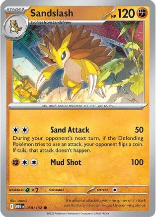 Sandslash 069  - Reverse Holofoil ME01 Mega Evolution - Common ME01: Mega Evolution Pokemon Single  Squirtle Squad Card Shop.
