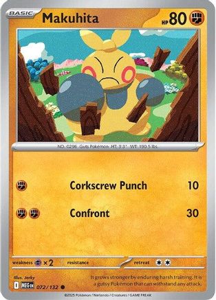 Makuhita 072  ME01 Mega Evolution - Common ME01: Mega Evolution Pokemon Single  Squirtle Squad Card Shop.