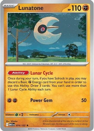 Lunatone 074  - Holofoil ME01 Mega Evolution - Rare ME01: Mega Evolution Pokemon Single  Squirtle Squad Card Shop.