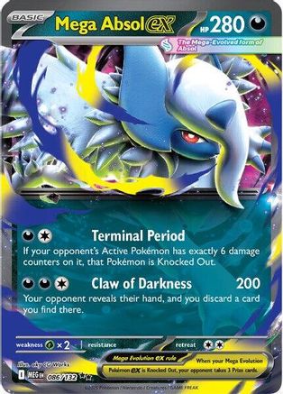 Mega Absol ex 086/132  - Holofoil ME01 Mega Evolution - Double Rare ME01: Mega Evolution Pokemon Single  Squirtle Squad Card Shop.