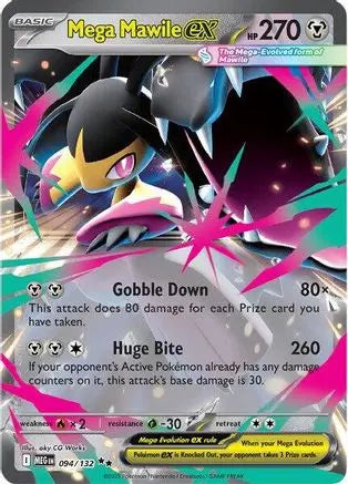 Mega Mawile ex 094/132  - Holofoil ME01 Mega Evolution - Double Rare ME01: Mega Evolution Pokemon Single  Squirtle Squad Card Shop.