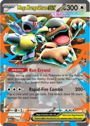 Mega Kangaskhan ex 104/132  - Holofoil ME01 Mega Evolution - Double Rare ME01: Mega Evolution Pokemon Single  Squirtle Squad Card Shop.