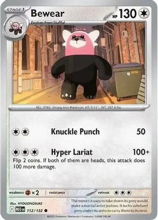 Bewear 112  - Reverse Holofoil ME01 Mega Evolution - Common