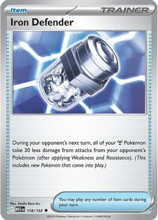 Iron Defender 118  - Reverse Holofoil ME01 Mega Evolution - Uncommon ME01: Mega Evolution Pokemon Single  Squirtle Squad Card Shop.