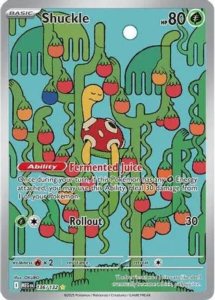 Shuckle 136/132  - Holofoil ME01 Mega Evolution - Illustration Rare ME01: Mega Evolution Pokemon Single  Squirtle Squad Card Shop.