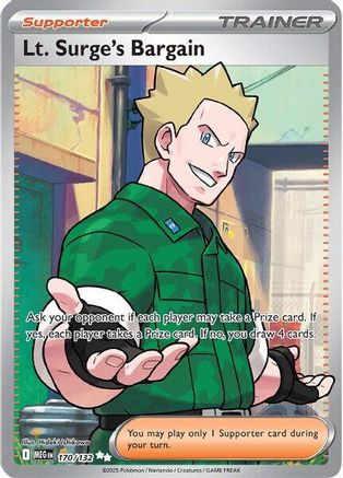 Lt. Surge's Bargain 170/132  - Holofoil ME01 Mega Evolution - Ultra Rare ME01: Mega Evolution Pokemon Single  Squirtle Squad Card Shop.
