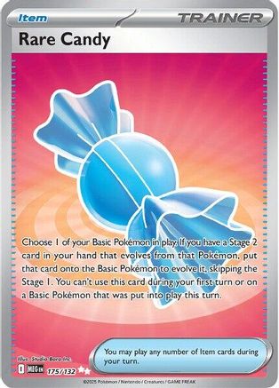 Rare Candy 175/132  - Holofoil ME01 Mega Evolution - Ultra Rare ME01: Mega Evolution Pokemon Single  Squirtle Squad Card Shop.