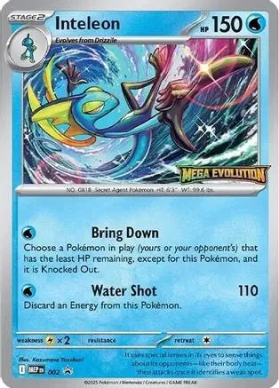 Inteleon 002  ME Mega Evolution Promo - Promo ME: Mega Evolution Promo Pokemon Single  Squirtle Squad Card Shop.