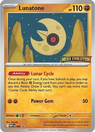Lunatone 004  ME Mega Evolution Promo - Promo ME: Mega Evolution Promo Pokemon Single  Squirtle Squad Card Shop.