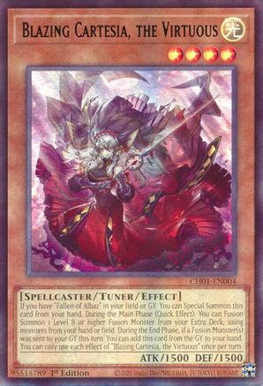 Blazing Cartesia, the Virtuous (CH01-EN004) - THE CHRONICLES DECK: The Fallen & The Virtuous (All-Foil Edition) 1st Edition THE CHRONICLES DECK: The Fallen & The Virtuous (All-Foil Edition) Yugioh Single  Squirtle Squad Card Shop.