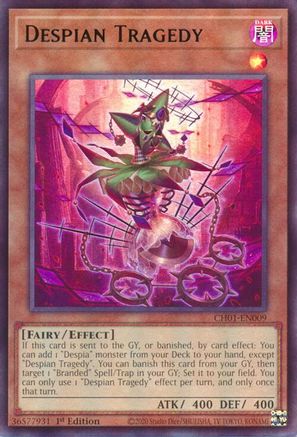 Despian Tragedy (CH01-EN009) - THE CHRONICLES DECK: The Fallen & The Virtuous (All-Foil Edition) 1st Edition THE CHRONICLES DECK: The Fallen & The Virtuous (All-Foil Edition) Yugioh Single  Squirtle Squad Card Shop.