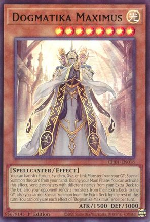 Dogmatika Maximus (CH01-EN016) - THE CHRONICLES DECK: The Fallen & The Virtuous (All-Foil Edition) 1st Edition THE CHRONICLES DECK: The Fallen & The Virtuous (All-Foil Edition) Yugioh Single  Squirtle Squad Card Shop.