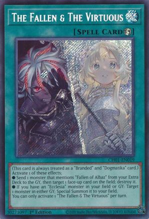 The Fallen & The Virtuous (Secret Rare) (CH01-EN019) - THE CHRONICLES DECK: The Fallen & The Virtuous (All-Foil Edition) 1st Edition THE CHRONICLES DECK: The Fallen & The Virtuous (All-Foil Edition) Yugioh Single  Squirtle Squad Card Shop.