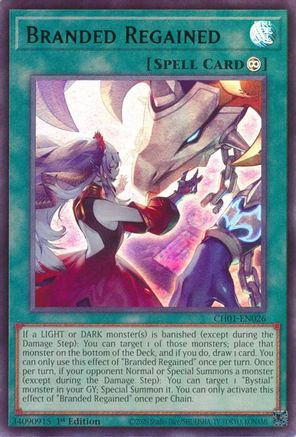 Branded Regained (CH01-EN026) - THE CHRONICLES DECK: The Fallen & The Virtuous (All-Foil Edition) 1st Edition THE CHRONICLES DECK: The Fallen & The Virtuous (All-Foil Edition) Yugioh Single  Squirtle Squad Card Shop.
