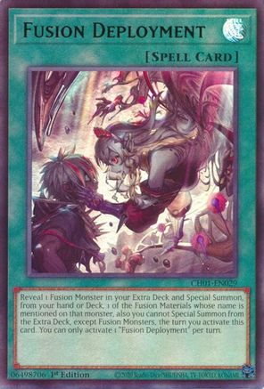 Fusion Deployment (CH01-EN029) - THE CHRONICLES DECK: The Fallen & The Virtuous (All-Foil Edition) 1st Edition THE CHRONICLES DECK: The Fallen & The Virtuous (All-Foil Edition) Yugioh Single  Squirtle Squad Card Shop.