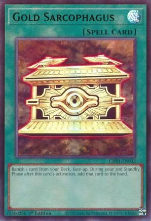 Gold Sarcophagus (CH01-EN032) - THE CHRONICLES DECK: The Fallen & The Virtuous (All-Foil Edition) 1st Edition THE CHRONICLES DECK: The Fallen & The Virtuous (All-Foil Edition) Yugioh Single  Squirtle Squad Card Shop.