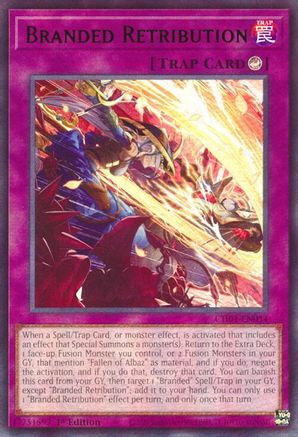 Branded Retribution (CH01-EN034) - THE CHRONICLES DECK: The Fallen & The Virtuous (All-Foil Edition) 1st Edition THE CHRONICLES DECK: The Fallen & The Virtuous (All-Foil Edition) Yugioh Single  Squirtle Squad Card Shop.