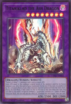 Titaniklad the Ash Dragon (CH01-EN046) - THE CHRONICLES DECK: The Fallen & The Virtuous (All-Foil Edition) 1st Edition THE CHRONICLES DECK: The Fallen & The Virtuous (All-Foil Edition) Yugioh Single  Squirtle Squad Card Shop.