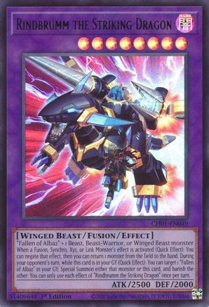Rindbrumm the Striking Dragon (CH01-EN049) - THE CHRONICLES DECK: The Fallen & The Virtuous (All-Foil Edition) 1st Edition THE CHRONICLES DECK: The Fallen & The Virtuous (All-Foil Edition) Yugioh Single  Squirtle Squad Card Shop.
