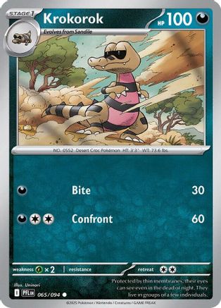 Krokorok 065  - Reverse Holofoil ME02 Phantasmal Flames - Common ME02: Phantasmal Flames Pokemon Single  Squirtle Squad Card Shop.