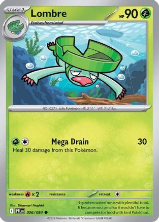 Lombre 006  - Reverse Holofoil ME02 Phantasmal Flames - Common ME02: Phantasmal Flames Pokemon Single  Squirtle Squad Card Shop.