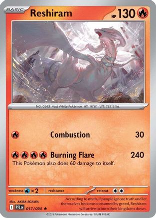 Reshiram 017  - Reverse Holofoil ME02 Phantasmal Flames - Rare ME02: Phantasmal Flames Pokemon Single  Squirtle Squad Card Shop.
