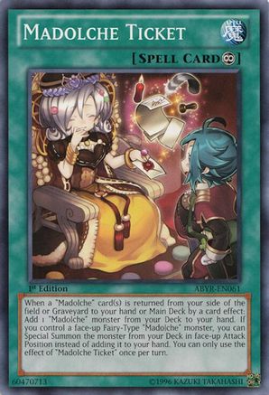 Madolche Ticket (ABYR-EN061) - Abyss Rising Unlimited Abyss Rising Yugioh Single  Squirtle Squad Card Shop.