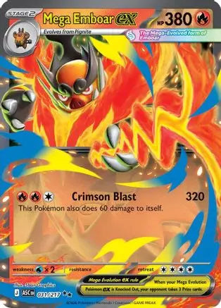 Mega Emboar ex 031/217  - Holofoil ME Ascended Heroes - Double Rare ME: Ascended Heroes Pokemon Single  Squirtle Squad Card Shop.