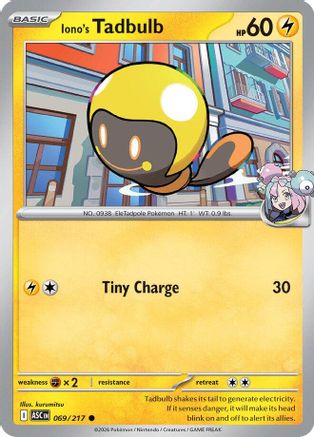 Iono's Tadbulb 069  ME Ascended Heroes - Common ME: Ascended Heroes Pokemon Single  Squirtle Squad Card Shop.