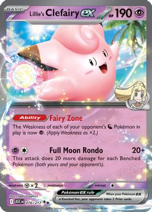 Lillie's Clefairy ex 076/217  - Holofoil ME Ascended Heroes - Double Rare ME: Ascended Heroes Pokemon Single  Squirtle Squad Card Shop.