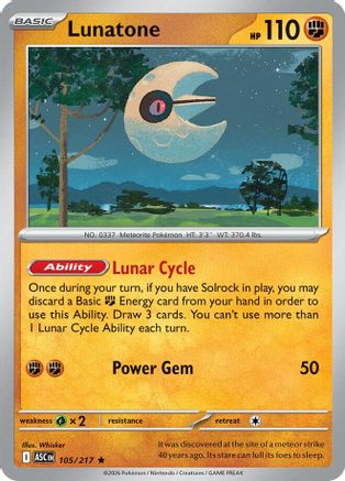 Lunatone 105  - Holofoil ME Ascended Heroes - Rare ME: Ascended Heroes Pokemon Single  Squirtle Squad Card Shop.