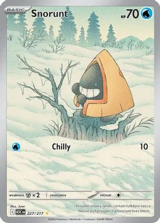 Snorunt 227/217  - Holofoil ME Ascended Heroes - Illustration Rare ME: Ascended Heroes Pokemon Single  Squirtle Squad Card Shop.