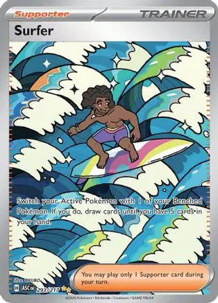 Surfer 293/217  - Holofoil ME Ascended Heroes - Special Illustration Rare ME: Ascended Heroes Pokemon Single  Squirtle Squad Card Shop.