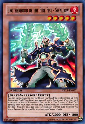 Brotherhood of the Fire Fist - Swallow (CBLZ-EN027) - Cosmo Blazer Unlimited Cosmo Blazer Yugioh Single  Squirtle Squad Card Shop.