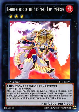 Brotherhood of the Fire Fist - Lion Emperor (CBLZ-EN099) - Cosmo Blazer 1st Edition Cosmo Blazer Yugioh Single  Squirtle Squad Card Shop.