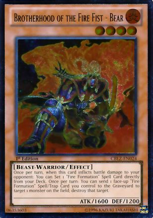 Brotherhood of the Fire Fist - Bear (UTR) (CBLZ-EN024) - Cosmo Blazer 1st Edition Cosmo Blazer Yugioh Single  Squirtle Squad Card Shop.