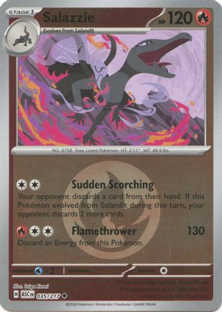 Salazzle (Energy Symbol Pattern) 035/217  - Reverse Holofoil ME Ascended Heroes - Uncommon ME: Ascended Heroes Pokemon Single  Squirtle Squad Card Shop.