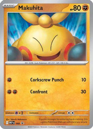 Makuhita 068  - Holofoil ME Mega Evolution Promo - Promo ME: Mega Evolution Promo Pokemon Single  Squirtle Squad Card Shop.