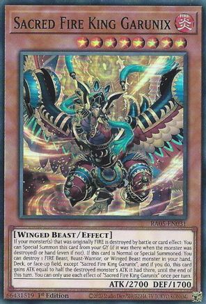 Sacred Fire King Garunix (RA05-EN031) - Rarity Collection 5 1st Edition Rarity Collection 5 Yugioh Single  Squirtle Squad Card Shop.