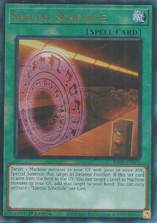 Special Schedule (Ultimate Rare) (RA05-EN060) - Rarity Collection 5 1st Edition Rarity Collection 5 Yugioh Single  Squirtle Squad Card Shop.