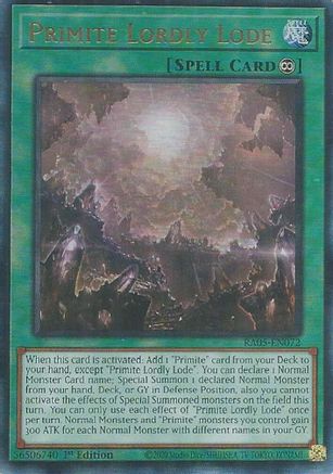 Primite Lordly Lode (Ultimate Rare) (RA05-EN072) - Rarity Collection 5 1st Edition Rarity Collection 5 Yugioh Single  Squirtle Squad Card Shop.