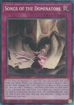 Songs of the Dominators (Collector's Rare) (RA05-EN081) - Rarity Collection 5 1st Edition Rarity Collection 5 Yugioh Single  Squirtle Squad Card Shop.