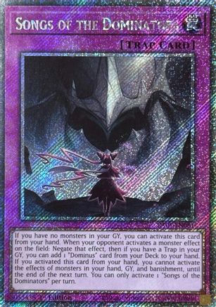 Songs of the Dominators (Platinum Secret Rare) (RA05-EN081) - Rarity Collection 5 1st Edition Rarity Collection 5 Yugioh Single  Squirtle Squad Card Shop.