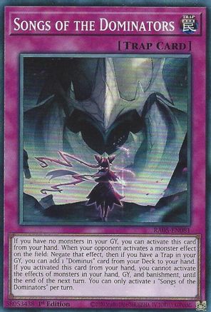 Songs of the Dominators (RA05-EN081) - Rarity Collection 5 1st Edition Rarity Collection 5 Yugioh Single  Squirtle Squad Card Shop.