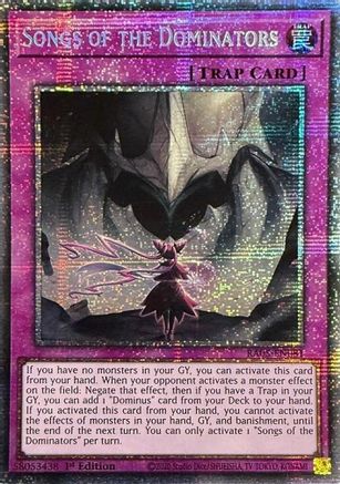 Songs of the Dominators (Starlight Rare) (RA05-EN081) - Rarity Collection 5 1st Edition Rarity Collection 5 Yugioh Single  Squirtle Squad Card Shop.