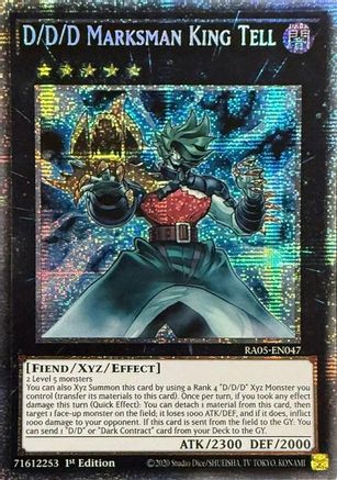 D/D/D Marksman King Tell (Starlight Rare) (RA05-EN047) - Rarity Collection 5 1st Edition Rarity Collection 5 Yugioh Single  Squirtle Squad Card Shop.