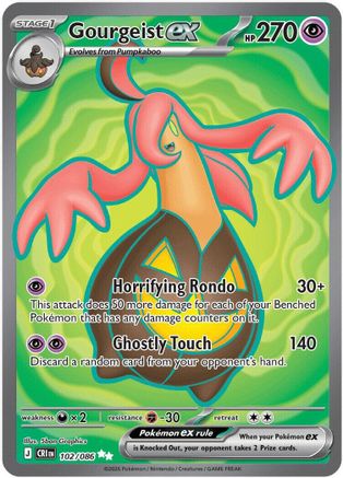 Gourgeist ex 102/086  - Holofoil ME04 Chaos Rising - Ultra Rare ME04: Chaos Rising Pokemon Single  Squirtle Squad Card Shop.