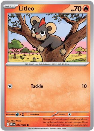Litleo 014  ME04 Chaos Rising - Common ME04: Chaos Rising Pokemon Single  Squirtle Squad Card Shop.